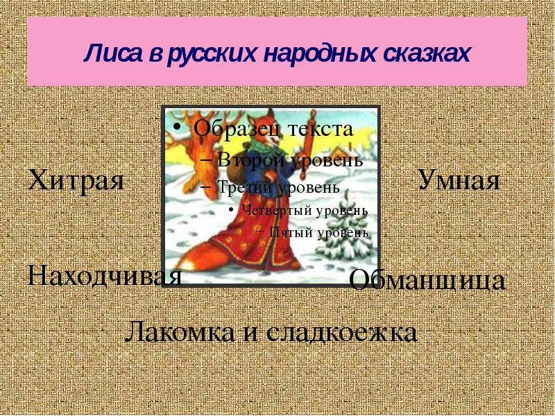 Характер сказки. Образ лисы в сказках.